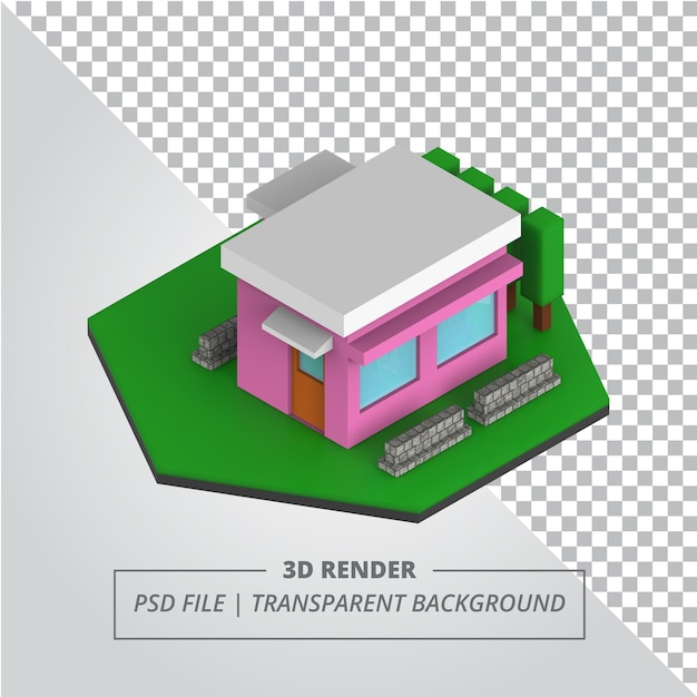 ISOMETRIC STORE 3D TRANSPARENT BACKGROUND