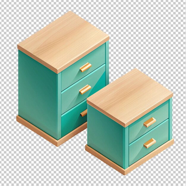 PSD isometric of two small turquoise transparent background