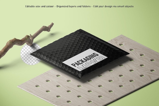 isometric view blank bubble wrap packaging mockup illustration 3d render