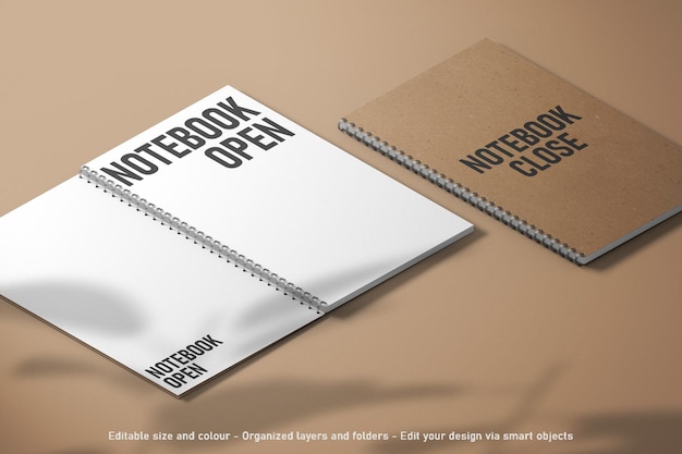 isometric view blank editable notebook mockup scene