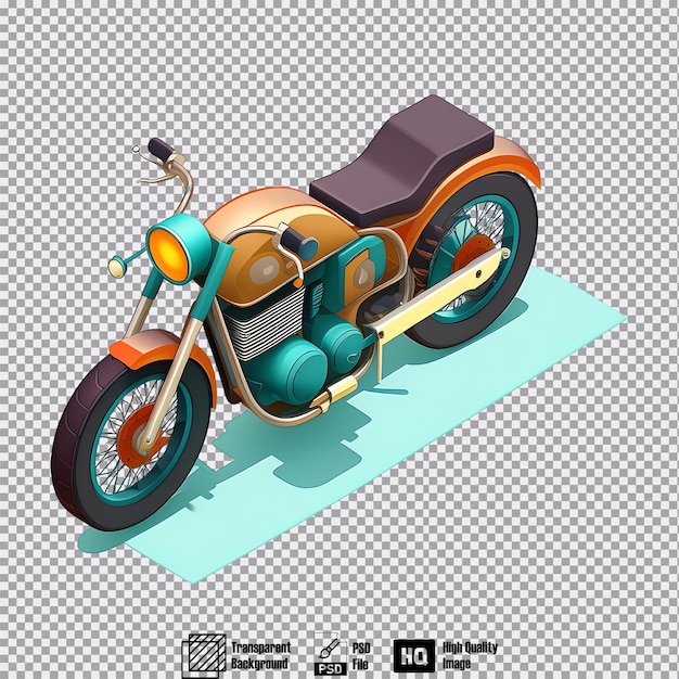 PSD isometric view of a classic motorcycle