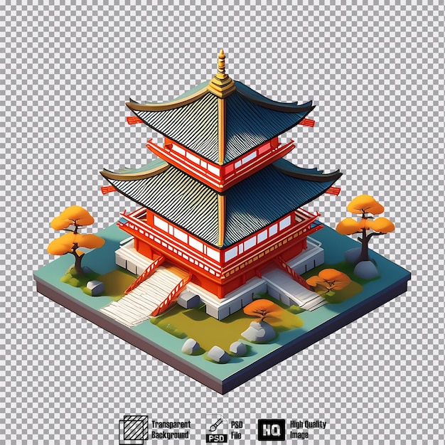 Isometric view of a Japanese pagoda