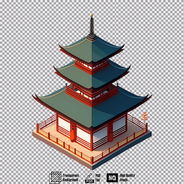 PSD isometric view of a japanese pagoda