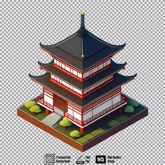 Isometric view of a Japanese pagoda