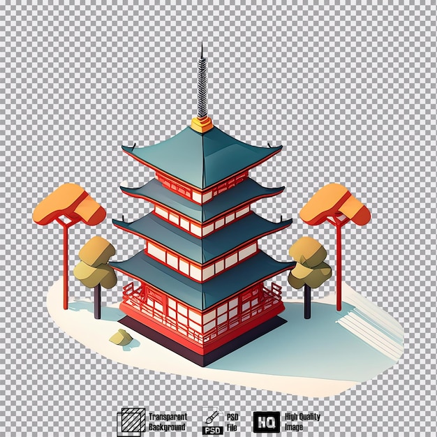 Isometric view of a Japanese pagoda