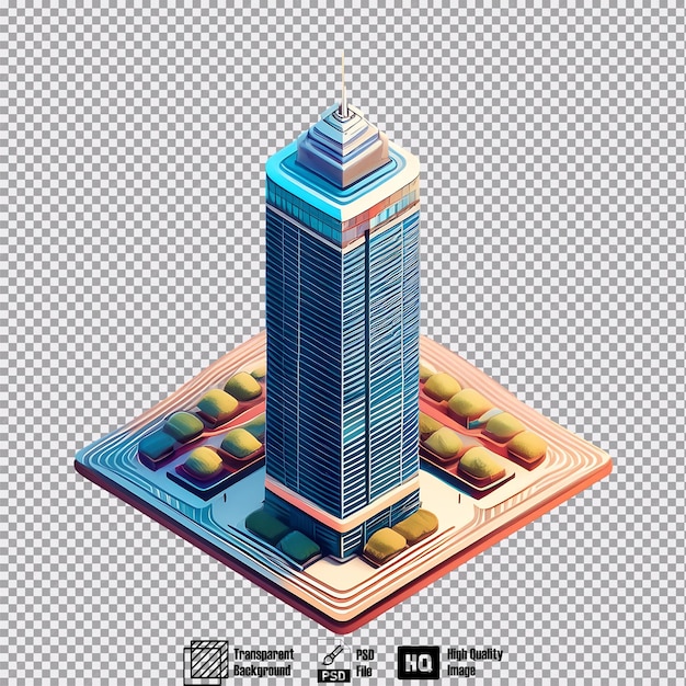 Isometric view of a modern skyscraper