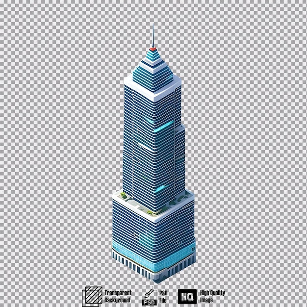 Isometric view of a modern skyscraper