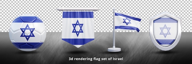 Israel national flag set illustration or 3d realistic Israel waving country flag set icon