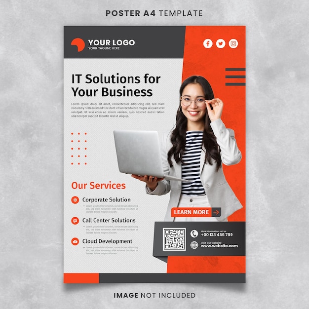 IT Solution for Your Business Poster A4 Template Ready to Print