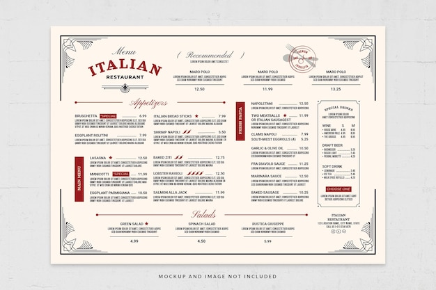 Italian Food Menu in Green themed Flyer Template for PSD V3