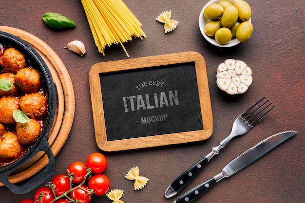 PSD italian food mock-up food and cutlery