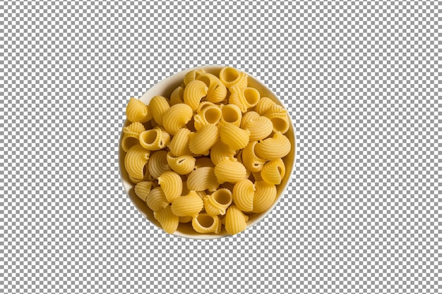 italian medahce media pasta macaroni and cheese in a bowl on a checkered with isolated background