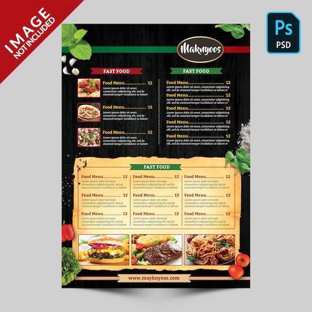 Italian Restaurant Food Menu Back Side Template