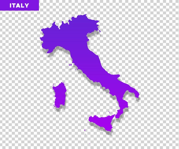 PSD italy purple color map on transparent background