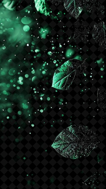 Jade Dust Leaf Effect With Green Leaves and Jade Color Glowi Magic Neon Color on Dark Background