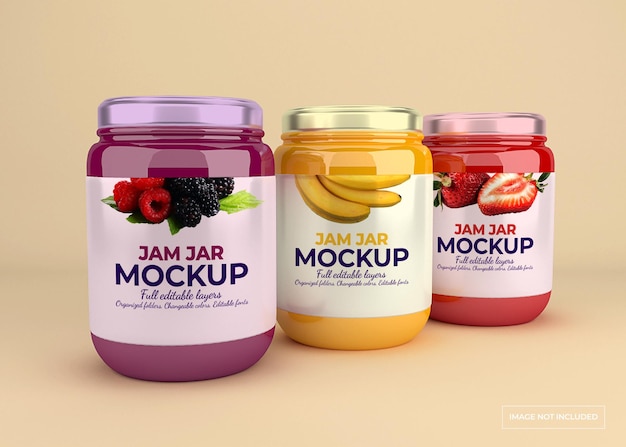 Jam jar mockup design isolated