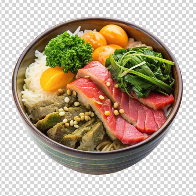 PSD japanese beef bowl food isolated white background