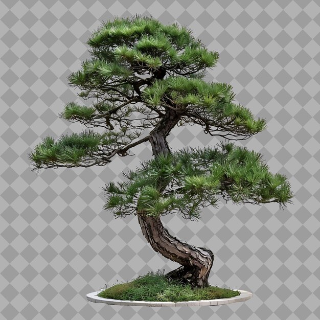 Japanese Black Pine With Formal Upright Form and Have Dark G PNG Isolated Shrub on Clean Background