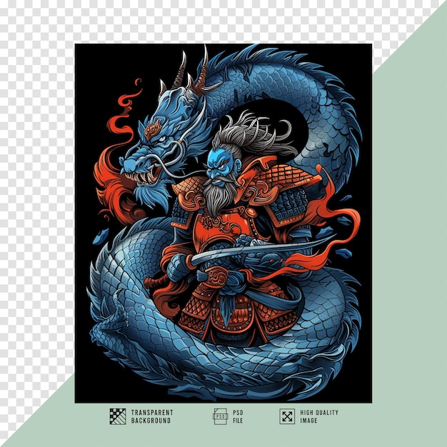 PSD japanese dragon vector art image without background hd quality