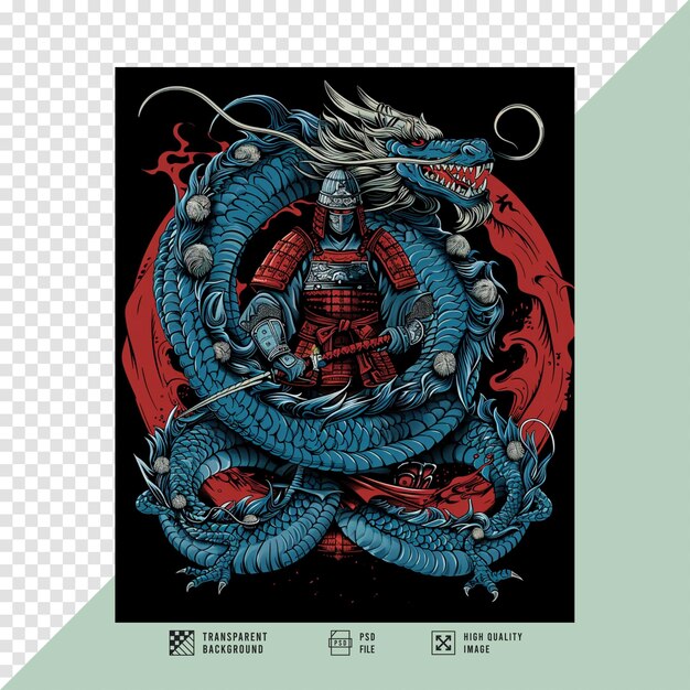 PSD japanese dragon vector art image without background hd quality