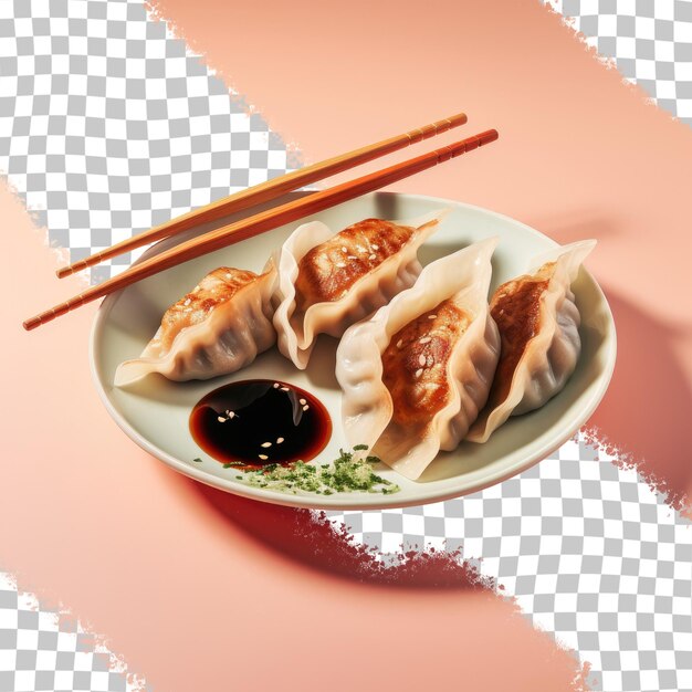 Japanese dumplings served with soy sauce