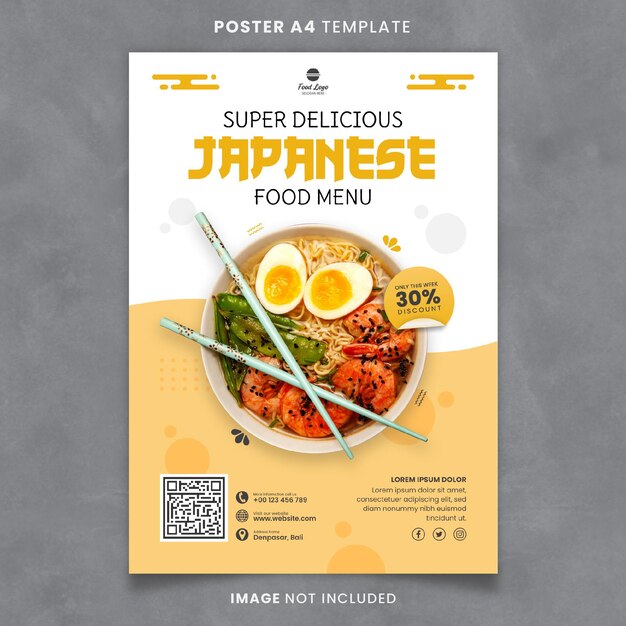 PSD japanese food menu and restaurant poster a4 template ready to print