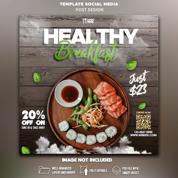 Japanese food menu social media posts template