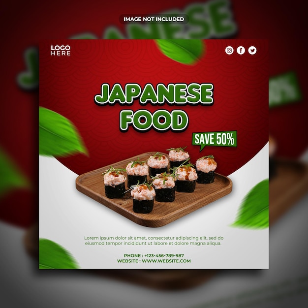 Japanese food social media promotion square banner template