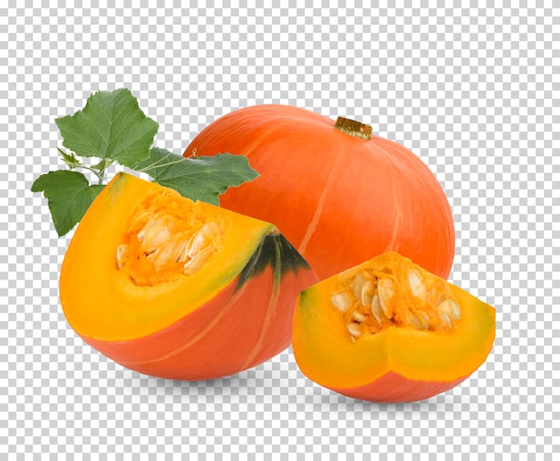 Japanese pumpkin with leaves isolated 