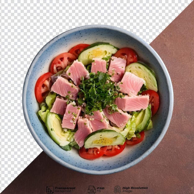 Japanese raw tuna salad photo in ceramic bowl food concept isolated