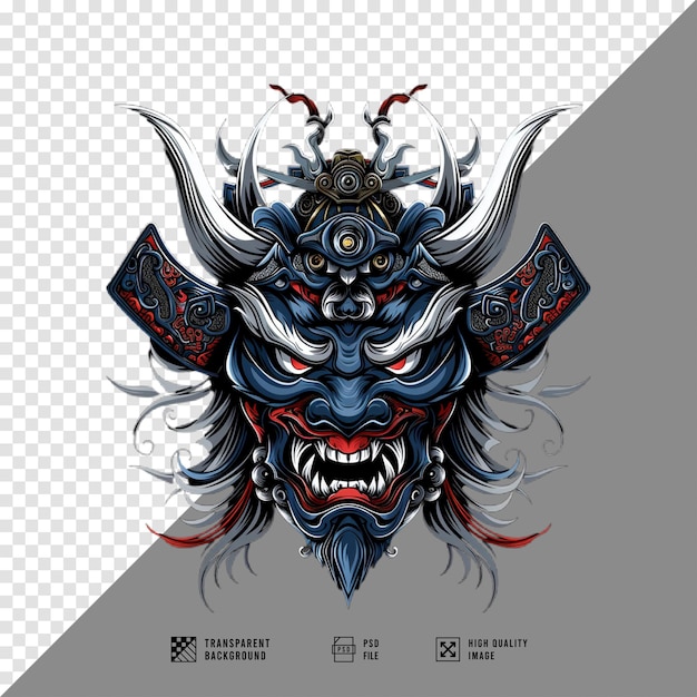 PSD japanese samurai oni mask without background hd quality