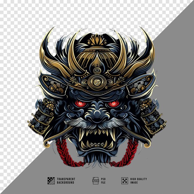 japanese samurai oni mask without background hd quality