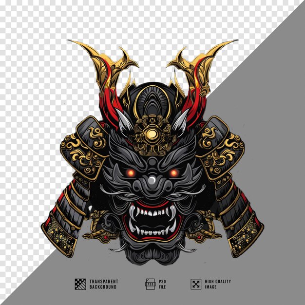 japanese samurai oni mask without background hd quality