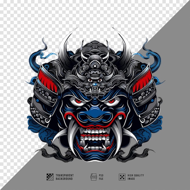 PSD japanese samurai oni mask without background hd quality