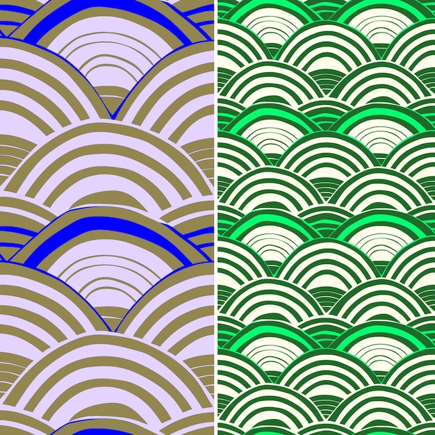 Japanese Wave Patterns With Undulating Lines and Confined in Creative Abstract Geometric Vector