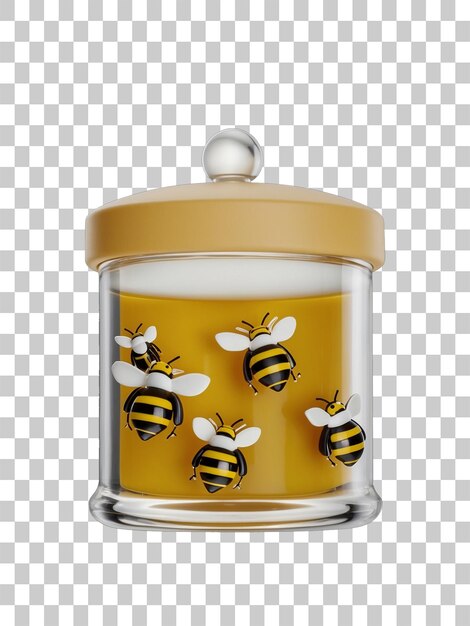 a jar of bees are in a jar with a honey jar on it