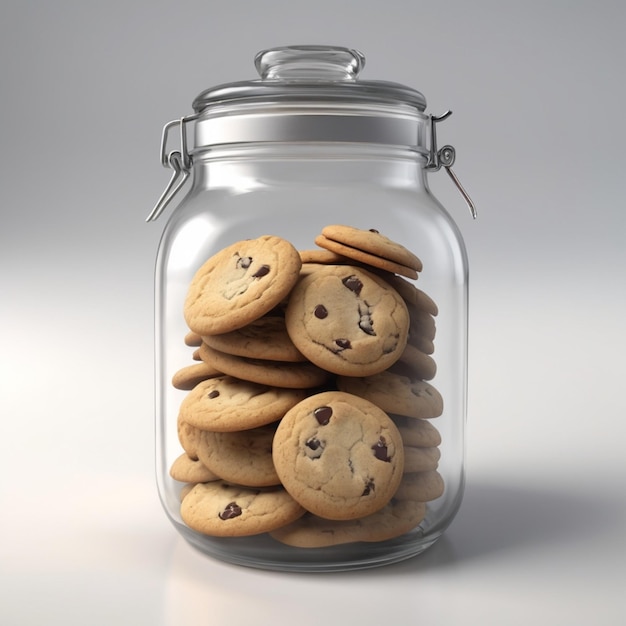 PSD a jar of chocolate chip cookies with a face on the top