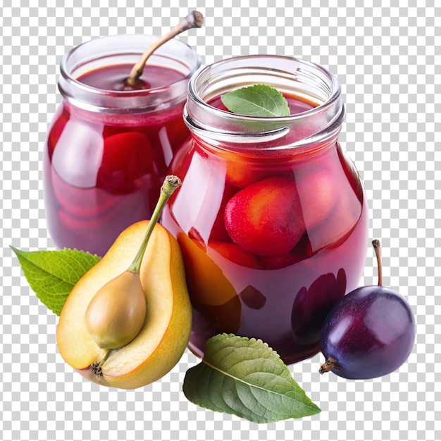 A jar of fruit with a spice on transparent background