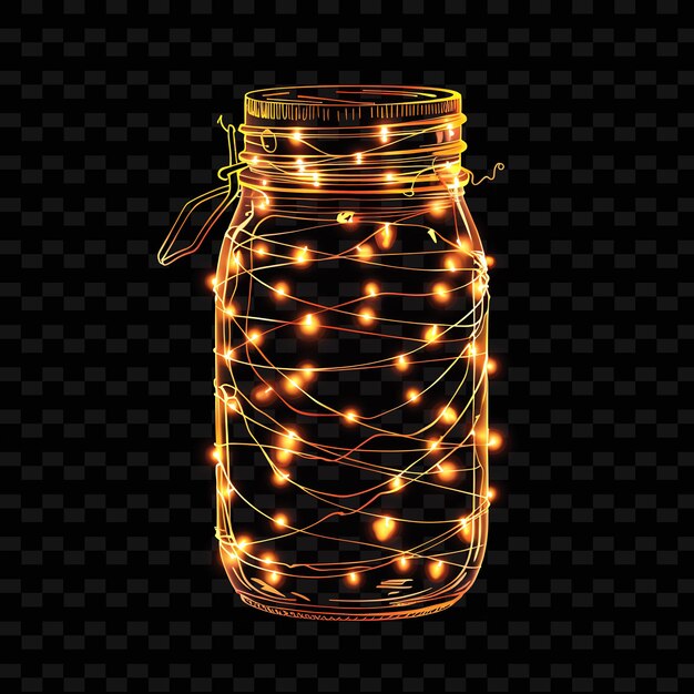 a jar of light bulbs with a string of lights around it