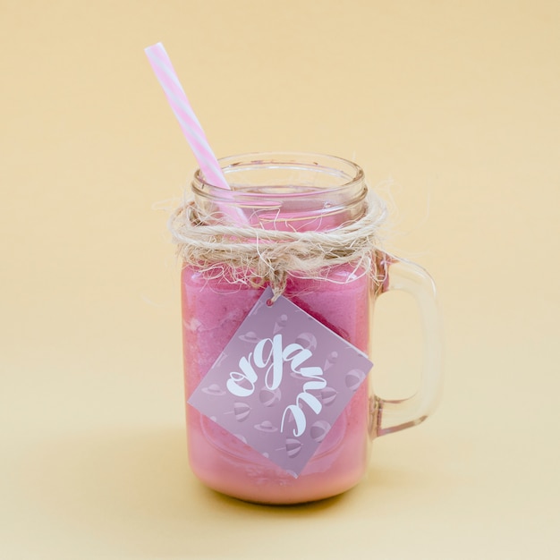 jar mockup with pink yogurt