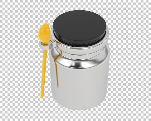 Jar with spoon on transparent background 3d rendering illustration