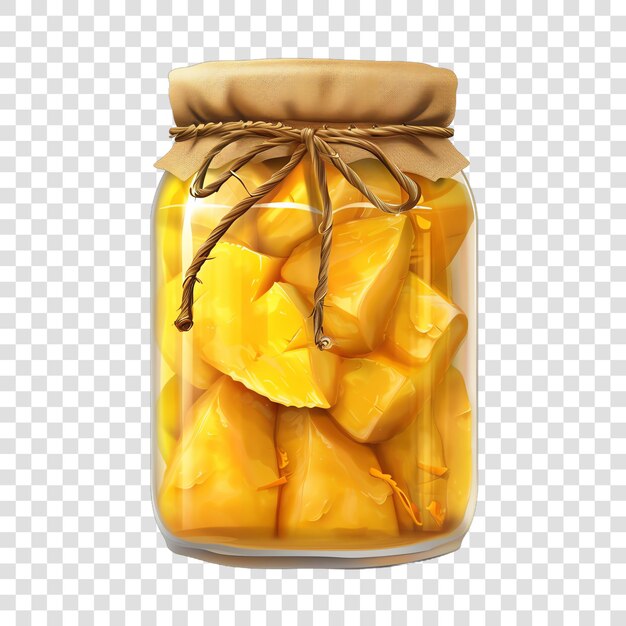 PSD a jar of yellow lemons with a brown label on a transparent background