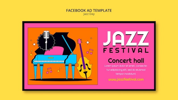 PSD jazz day celebration facebook template