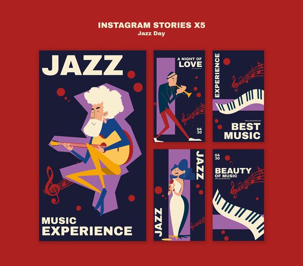 PSD jazz day celebration instagram stories