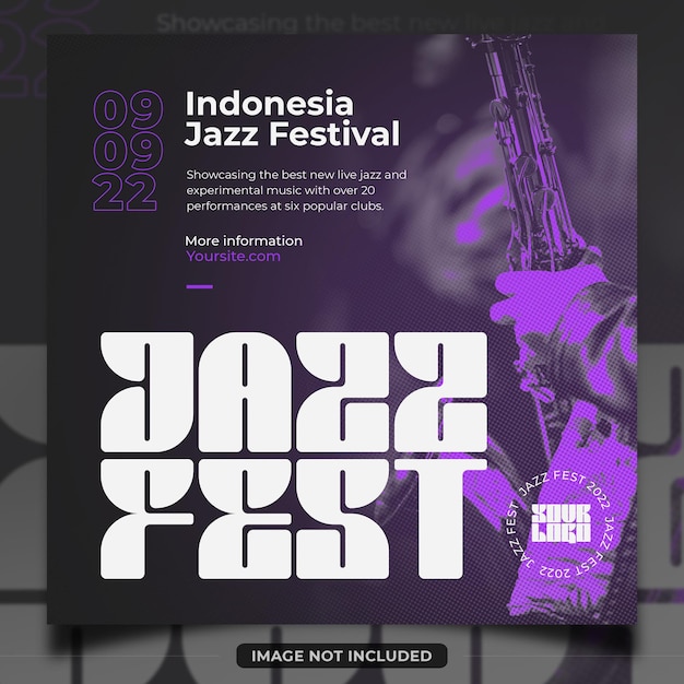 PSD jazz music festival flyer and banner social media post