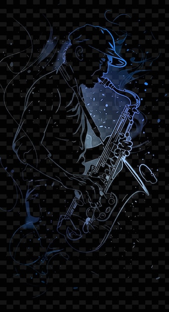 Jazz Musician Playing Saxophone on a Dimly Lit Stage With Sm Illustration Music Poster Designs