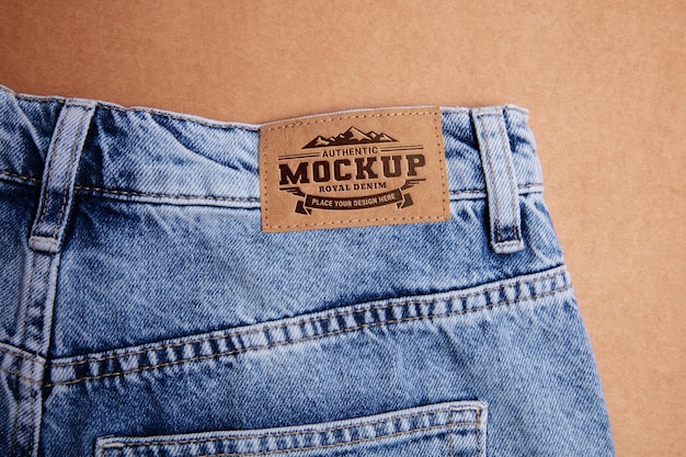 Jeans label mock-up with leather effect