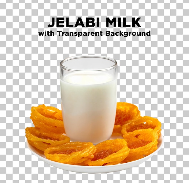 Jelabi Milk Doodh Jelabi Dessert Desi Photo PSD with Transparent Background