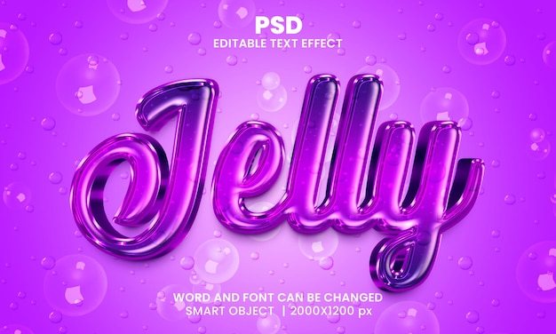 Jelly 3d editable photoshop text effect style with background