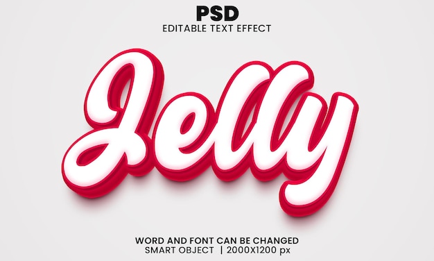 Jelly 3d editable text effect Premium Psd with background